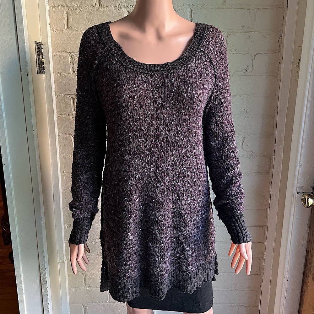 Free People size small dark purple and black boho oversized comfy wool